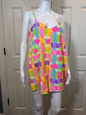 Colorful Abstract Print Spaghetti Strap romper